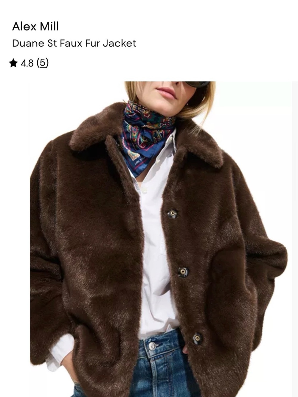 Alex Mill Brown Faux Fur Teddy Jacket